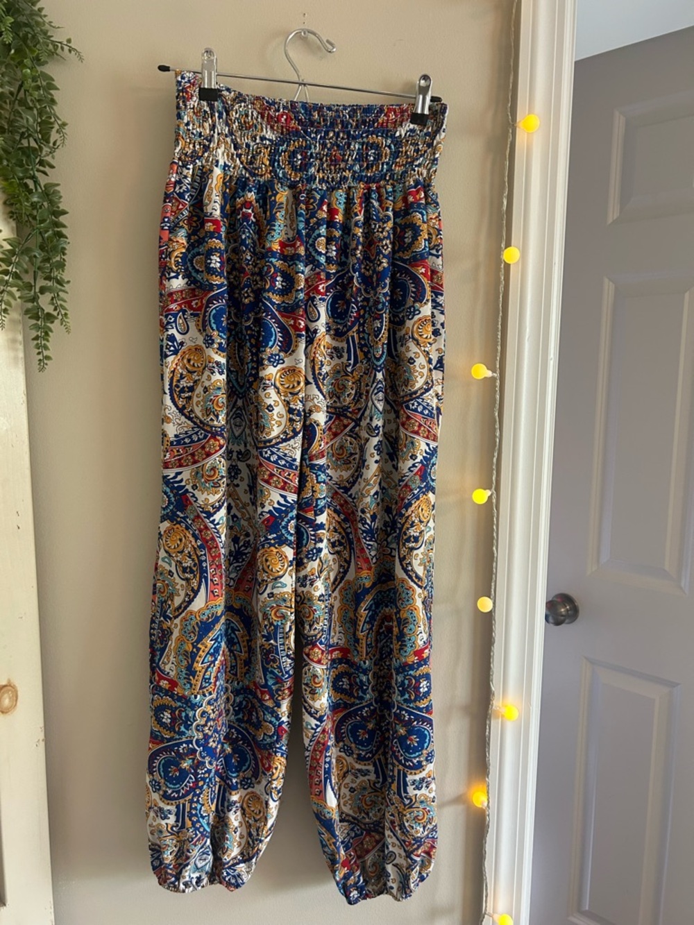 Boho Paisley Elastic-Waist Women’s Pants-S